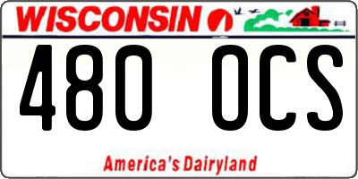 WI license plate 480OCS