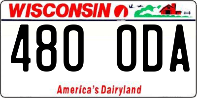 WI license plate 480ODA