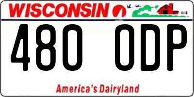WI license plate 480ODP