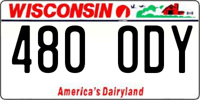 WI license plate 480ODY