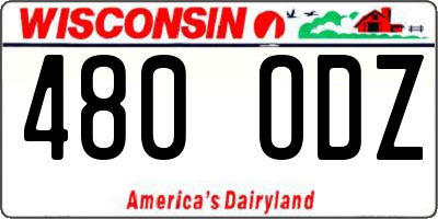 WI license plate 480ODZ