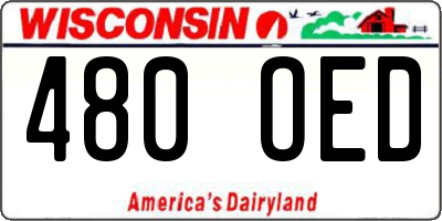 WI license plate 480OED