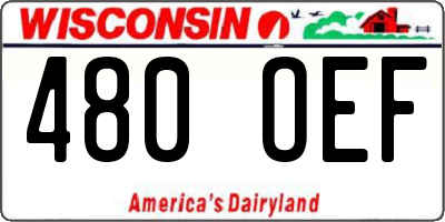 WI license plate 480OEF