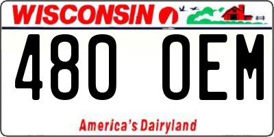 WI license plate 480OEM