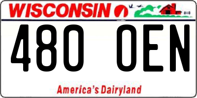 WI license plate 480OEN