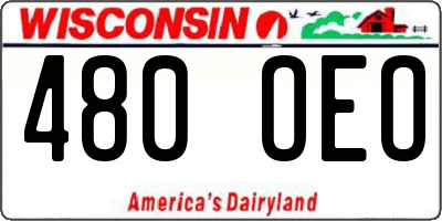 WI license plate 480OEO