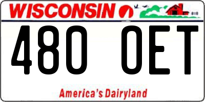 WI license plate 480OET