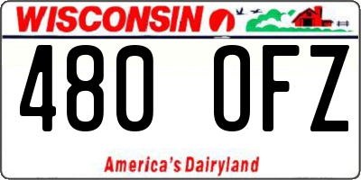 WI license plate 480OFZ