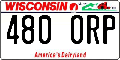 WI license plate 480ORP