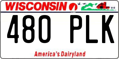WI license plate 480PLK