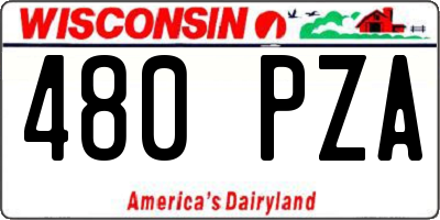 WI license plate 480PZA