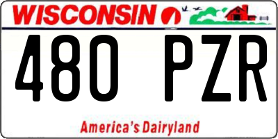 WI license plate 480PZR
