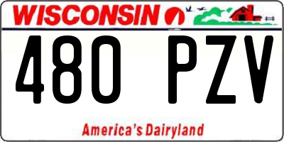 WI license plate 480PZV