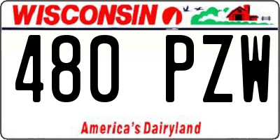 WI license plate 480PZW