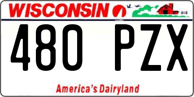 WI license plate 480PZX