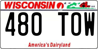 WI license plate 480TOW