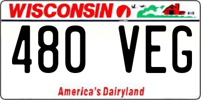 WI license plate 480VEG