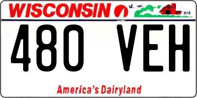 WI license plate 480VEH