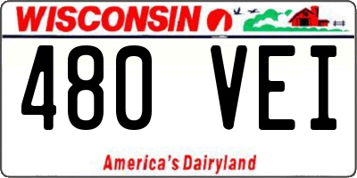 WI license plate 480VEI