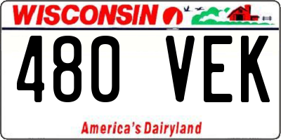 WI license plate 480VEK