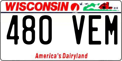 WI license plate 480VEM