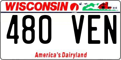 WI license plate 480VEN