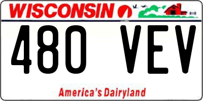 WI license plate 480VEV