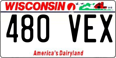 WI license plate 480VEX