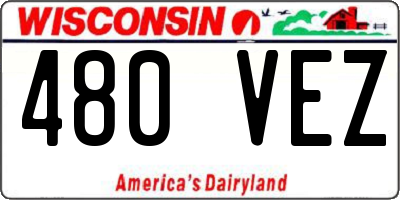 WI license plate 480VEZ