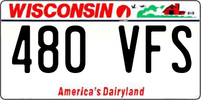 WI license plate 480VFS