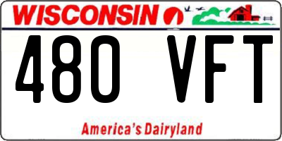 WI license plate 480VFT