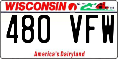 WI license plate 480VFW