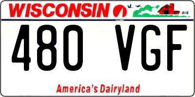 WI license plate 480VGF