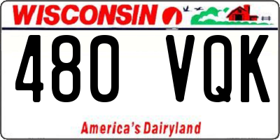 WI license plate 480VQK