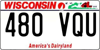 WI license plate 480VQU