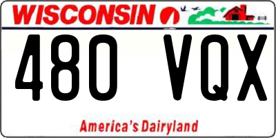 WI license plate 480VQX