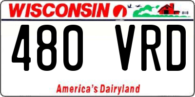 WI license plate 480VRD