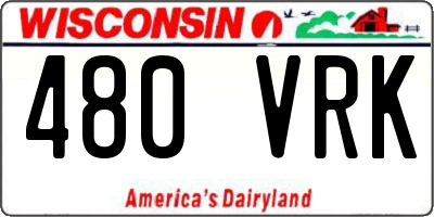 WI license plate 480VRK
