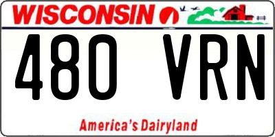 WI license plate 480VRN