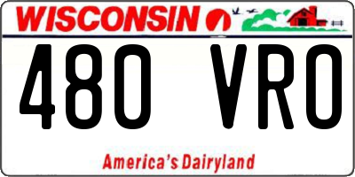 WI license plate 480VRO