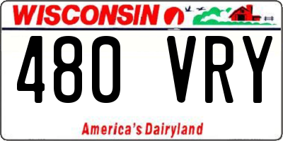 WI license plate 480VRY