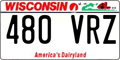 WI license plate 480VRZ