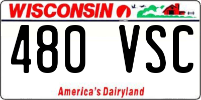 WI license plate 480VSC