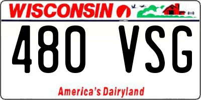WI license plate 480VSG