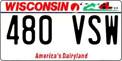 WI license plate 480VSW