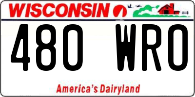 WI license plate 480WRO