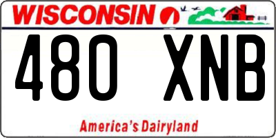 WI license plate 480XNB