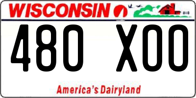 WI license plate 480XOO