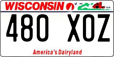WI license plate 480XOZ
