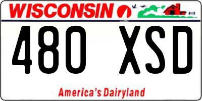 WI license plate 480XSD